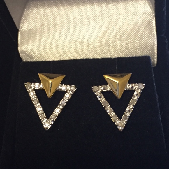 💎 GENUINE DIAMONDS with 18K GOLD/SILVER EARRINGS - Picture 1 of 8